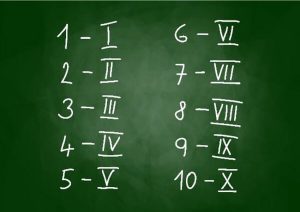 photo des chiffres romains écrits à la craie blanche sur un tableau vert