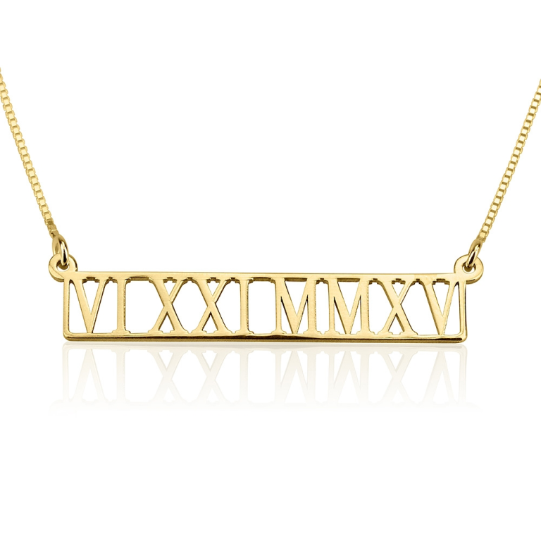Collier Barre avec Chiffres Romains Ajourés