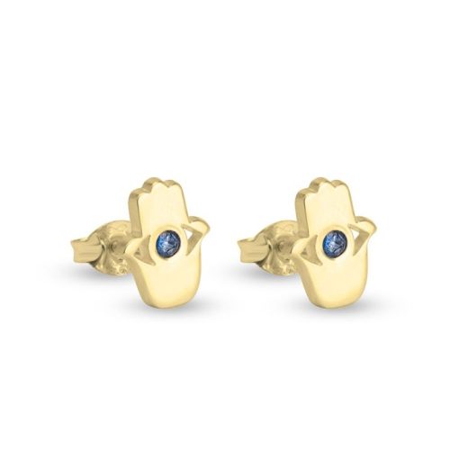 Boucles d'Oreilles Main de Fatma et œil Bleu