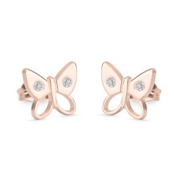 Boucles d'oreilles Papillon avec Zirconium en plaqué or rose