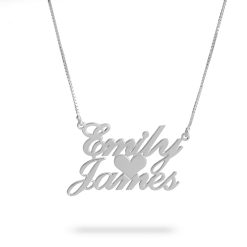 Collier Deux Prénoms avec Cœur en or 14ct