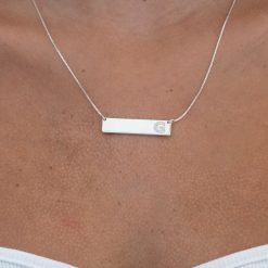 Collier Barre Initiale avec Zirconium