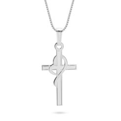 Collier Croix avec Cœur argent