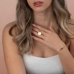 Collier Pendentif Rond avec Initiale et Date