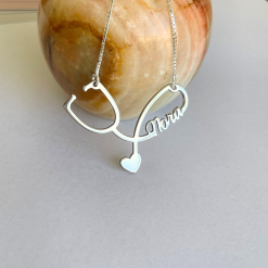 Collier Stéthoscope Personnalisé en argent