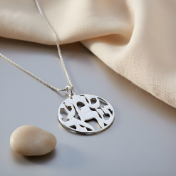 Collier Shema Israel en argent sterling avec pendentif rond