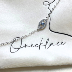 2357 Bracelet en argent œil bleu avec zirconium