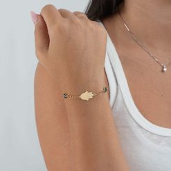 bracelet main de fatma avec deux pierres de naissance