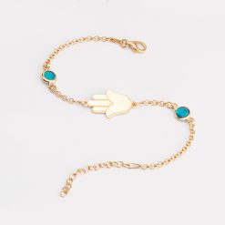 bracelet main de fatma avec deux pierres de naissance