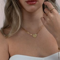 Collier Cœur avec Chaîne Trombone