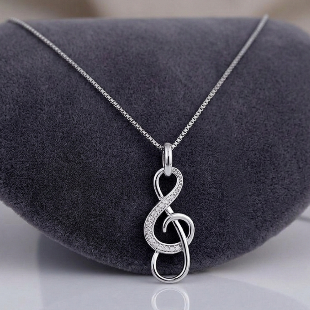 Collier Clé de Sol avec Zirconium Collier Clé de Sol avec Zirconium