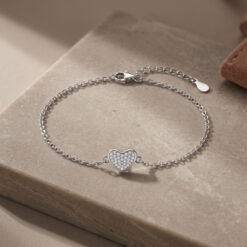 Bracelet Cœur Argent avec Zirconium Bracelet Cœur Argent avec Zirconium