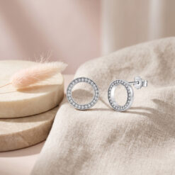 Boucles d'Oreilles Rondes en Argent et Zirconium Boucles d'Oreilles Rondes en Argent et Zirconium