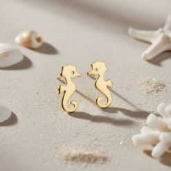 Boucles d'Oreilles Petit Hippocampe en plaqué or