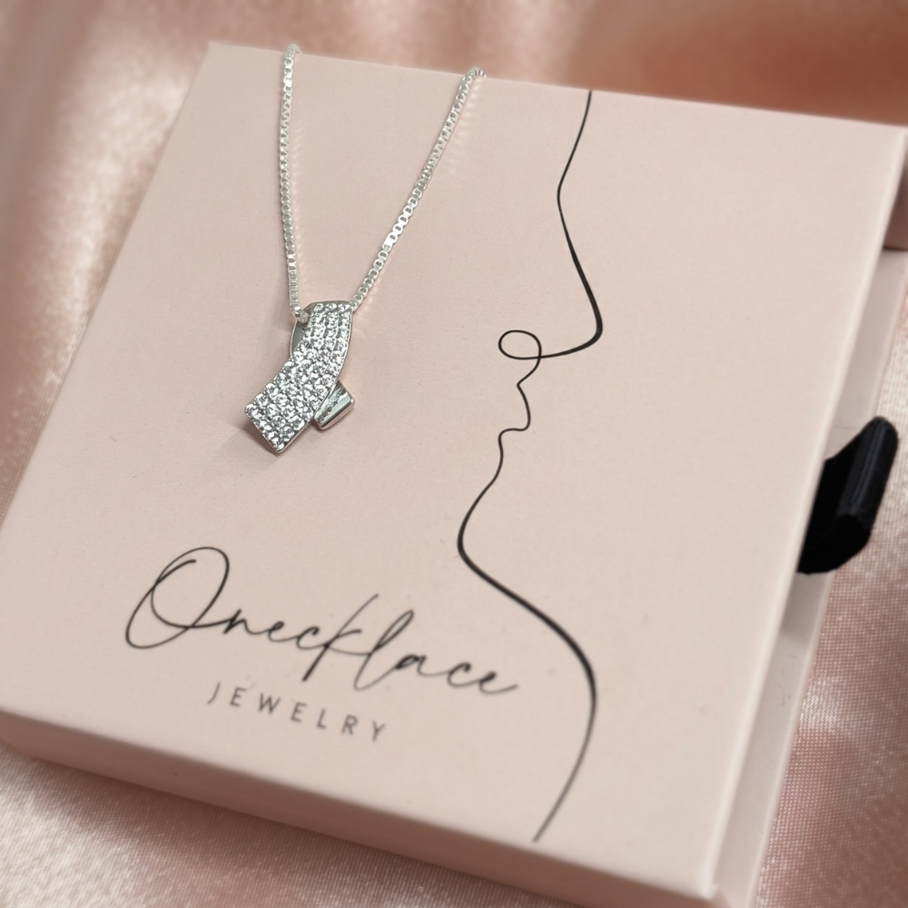 Collier Ruban en Argent et Zirconium Collier Ruban en Argent et Zirconium