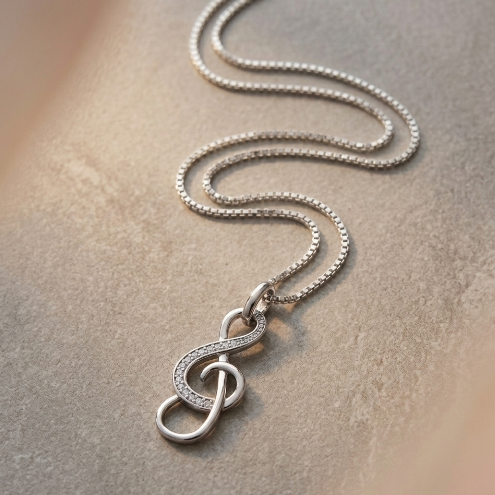 Collier Clé de Sol avec Zirconium Collier Clé de Sol avec Zirconium