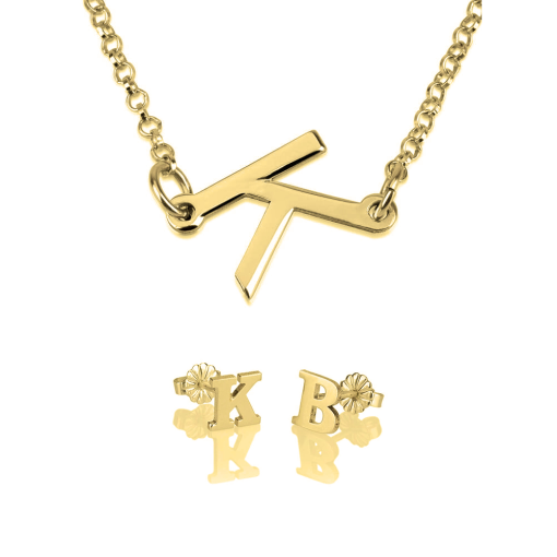 Set Collier et Boucles d'Oreilles avec Initiale