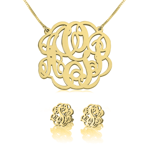 Parure Collier et Boucles d'Oreilles Monogramme