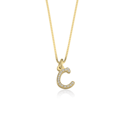 Collier Pendentif Initiale avec Zirconium
