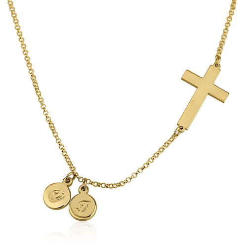 Collier Croix Latérale avec Initiales