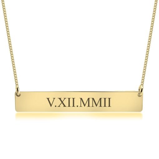 Collier Barre à Chiffres Romains Gravés