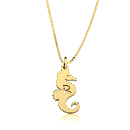 Collier Petit Hippocampe avec Initiale