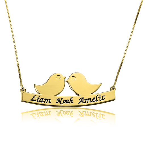 Collier Maman Oiseau avec Prénoms