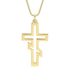 Collier Croix Orthodoxe Russe Ajourée