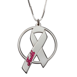 Collier Prénom Ruban Rose Gravé