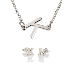 Set Collier et Boucles d'Oreilles avec Initiale