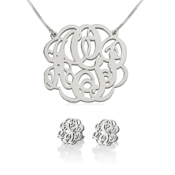 Parure Collier et Boucles d'Oreilles Monogramme