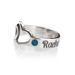 Bague Cœurs avec Prénoms et Pierres de Naissance