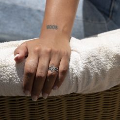 Bague Ouverte avec Initiale et Pierre de Naissance