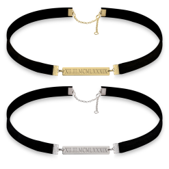 Choker Trait d'union avec Chiffres Romains