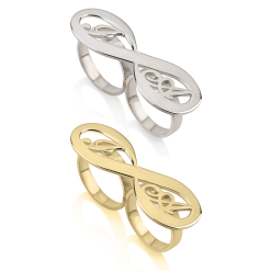 Bague Deux Doigts Infini avec Initiales