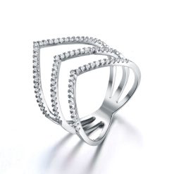 Bague Triple Chevrons avec Zirconium