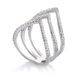 Bague Triple Chevrons avec Zirconium