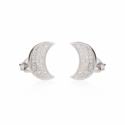 Boucles d'Oreilles Lune avec Zirconium