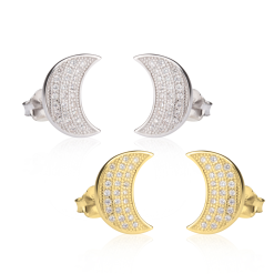 Boucles d'Oreilles Lune avec Zirconium