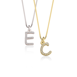 Collier Pendentif Initiale avec Zirconium