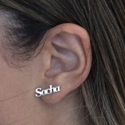 Boucles d'Oreilles Clous avec Prénom