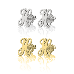 Boucles d'Oreilles Initiale Cursive
