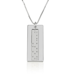 Collier Barre Verticale Gravure Braille