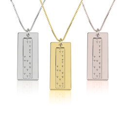 Collier Barre Verticale Gravure Braille