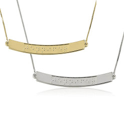 Collier Barre Incurvée Gravure Braille