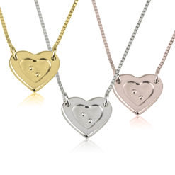 Collier Cœur Gravure Braille