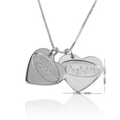 Collier d'Amour 2 Cœurs Gravure Braille