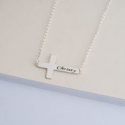 Collier Croix Horizontale avec Prénom