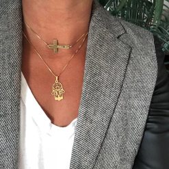 Collier Croix Horizontale avec Prénom