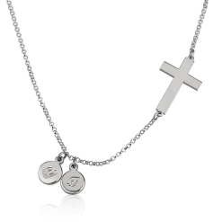 Collier Croix Latérale avec Initiales
